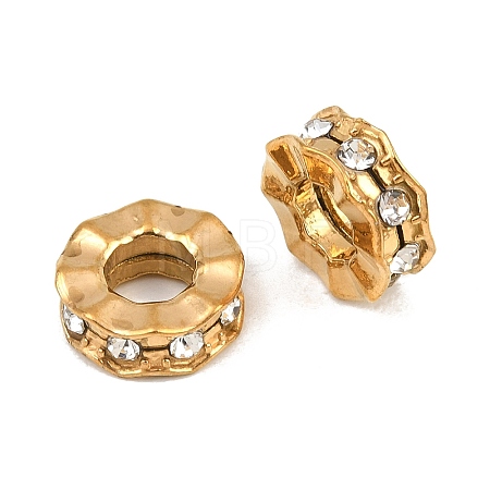 304 Stainless Steel Rhinestone European Beads RB-CBA72D5-01G-1