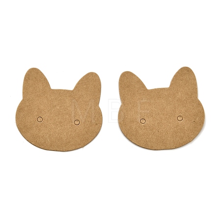 100Pcs Cat Shaped Kraft Paper Earring Display Cards EDIS-M004-01A-1