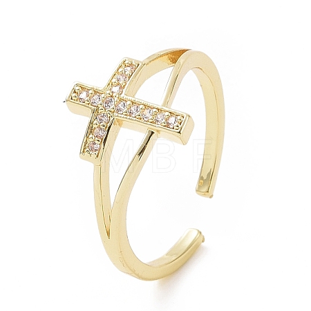 Brass Micro Pave Cubic Zirconia Rings RJEW-E072-01G-1