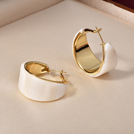 Brass & Acrylic Hoop Earrings FS-WG659A8-04-1