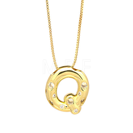 Brass Micro Pave Clear Cubic Zirconia Initial Pendant Necklaces FS-WGF17D9-22-1