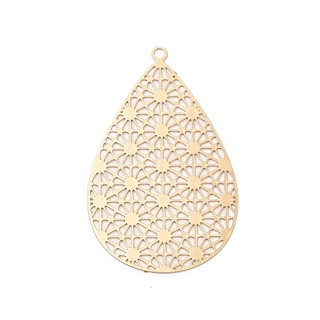 Rack Plating Brass Filigree Pendants KKC-K001-10KCG-1