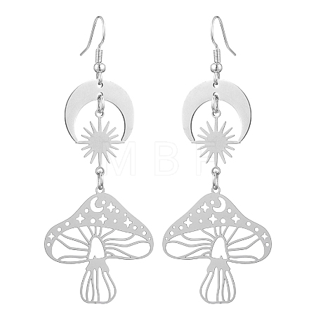 Brass & Stainless Steel Dangle Earrings EJEW-TA00396-1