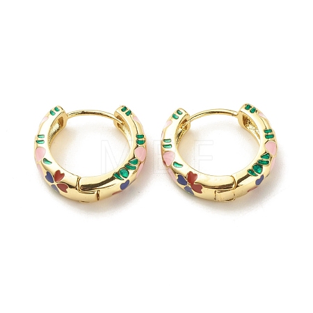 Flower Enamel Hoop Earrings EJEW-G290-03G-A-1