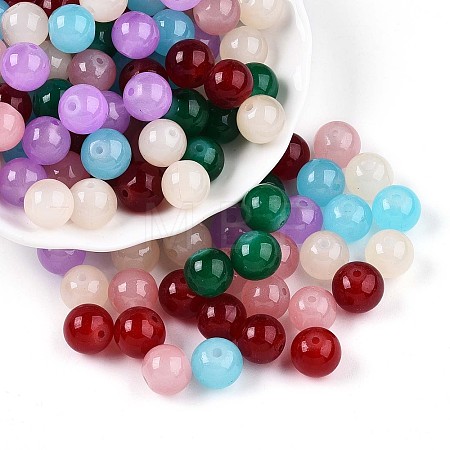 Baking Paint Imitation Jade Glass Beads DGLA-Q021-10mm-M-1