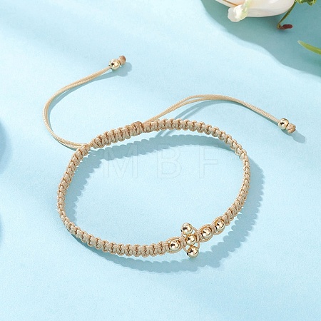 Brass Beaded Braided Bead Bracelets BJEW-JB12817-01-1