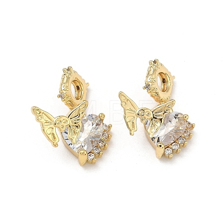 Brass Pave Clear Cubic Zirconia Pendants KK-D228-13G-1