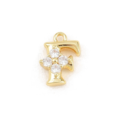 Brass Micro Pave Clear Cubic Zirconia Charms KK-Z151-18G-F-1