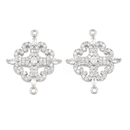 Brass Micro Pave Clear Cubic Zirconia Connector Charms CU-CBA7BFE-03E-P-1
