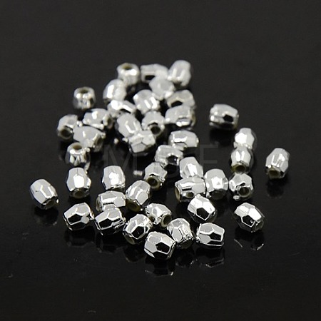 Plating Plastic Acrylic Faceted Round Beads PACR-L002-4mm-S-1