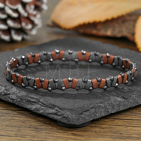 Synthetic Non-magnetic Hematite Beaded Stretch Bracelets for Men WG36233-02-1
