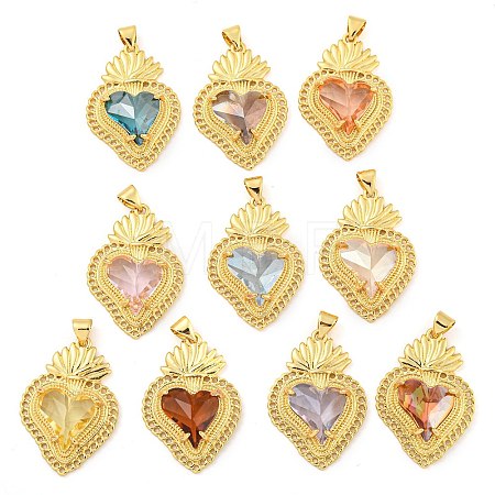 Rack Plating Brass Pendants ZIRC-L100-163G-1