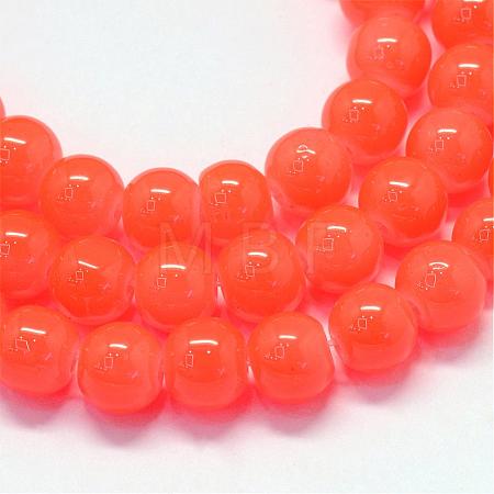 Baking Paint Imitation Jade Glass Round Bead Strands DGLA-Q021-6mm-32-1