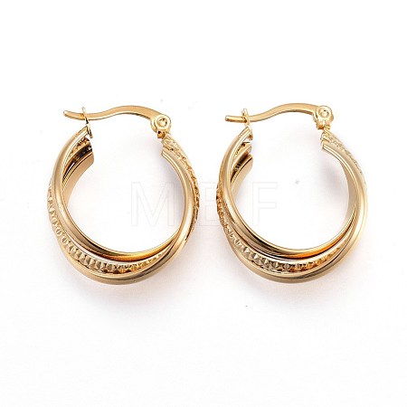 Ion Plating(IP) 304 Stainless Steel Triple Hoop Earrings EJEW-P176-01G-1