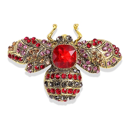 Moth Antique Golden Alloy Rhinestone Brooches PW-WG9CCBB-01-1