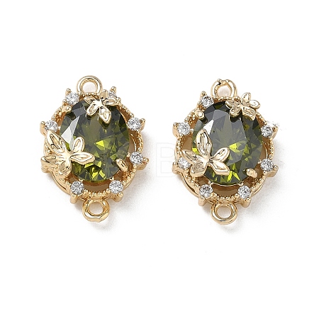 Brass Micro Pave Cubic Zirconia Connector Charms KK-P355-12G-02-1