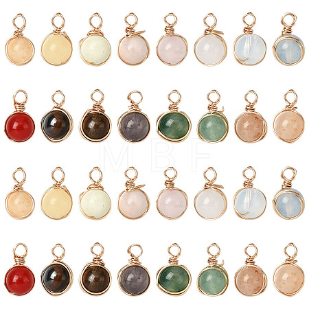 32Pcs 16 Styles Natural & Synthetic Gemstone Pendants PALLOY-SW00089-1