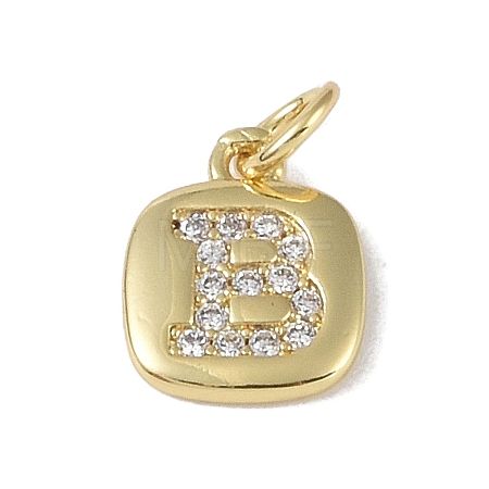 Rack Plating Brass Micro Pave CLear Cubic Zirconia Charms KK-E110-14G-B-1