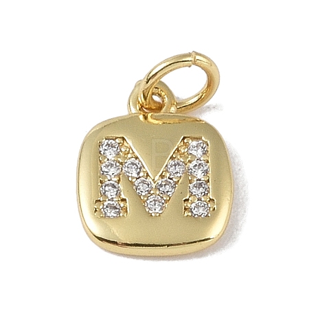 Rack Plating Brass Micro Pave CLear Cubic Zirconia Charms KK-E110-14G-M-1