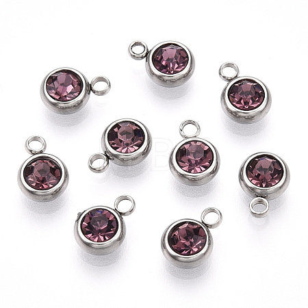 201 Stainless Steel Rhinestone Charms X-STAS-S068-06-1