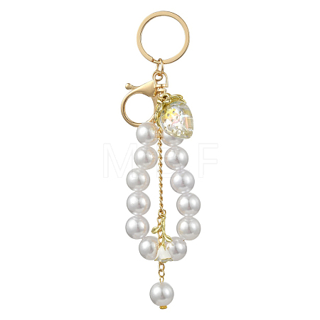 Acrylic & ABS Plastic Pearl Bead Keychains KEYC-YW00299-01-1