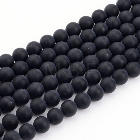 Dyed & Heated Natural Black Agate Bead Strands X-G-H056-4mm-1