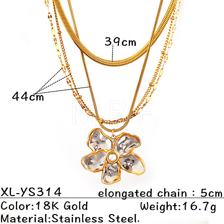 Two Tone 304 Stainless Steel Pendant Multi Layered Necklaces for Women WG40374-02-1