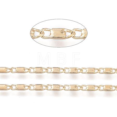 Real 18K Gold Plated Brass Bar Link Chains CHC-R126-08G-1