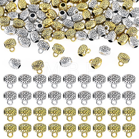 80Pcs 2 Colors Tibetan Style Alloy Tube Bails FIND-TAD0001-03-1
