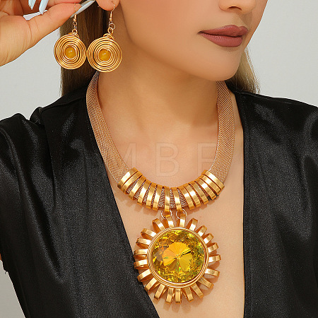 Aluminum & Alloy & Acrylic Sunflower Statement Jewelry Set WG15403-02-1