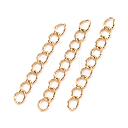 Ion Plating(IP) 304 Stainless Steel Curb Chains Extender STAS-WH0032-02B-G-1