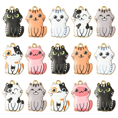 14Pcs 7 Colors Rack Plating Alloy Enamel Pendants FIND-FS0003-05-1