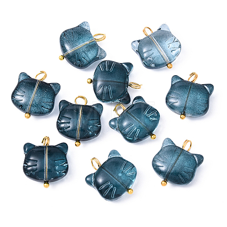 10Pcs Glass Pendants PALLOY-YW00061-06-1