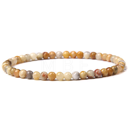 4mm Round Natural Crazy Agate Beads Bracelet for Men KG3069-14-1