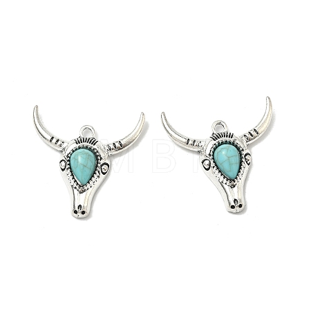 Bohemian Synthetic Turquoise Cattle Pendants FIND-Z112-01AS-07-1