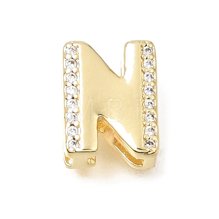 Brass Micro Pave Clear Cubic Zirconia Initial Spacer Bars KK-E802-34G-N-1