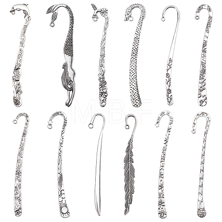 12Pcs 12 Styles Tibetan Style Alloy Bookmarks PALLOY-SC0003-81-1