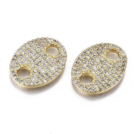 Brass Micro Pave Clear Cubic Zirconia Links Connectors KK-S061-87G-NR-1
