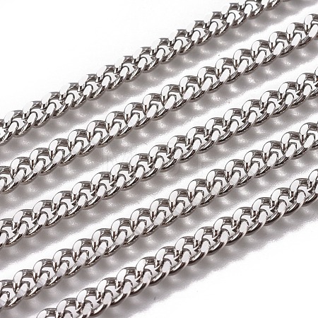 Non-Tarnish Handmade 304 Stainless Steel Curb Chains STAS-F229-06D-P-1