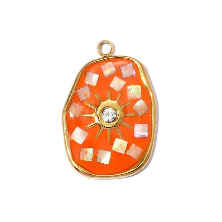 304 Stainless Steel Enamel Pendants STAS-OY013-32G-1