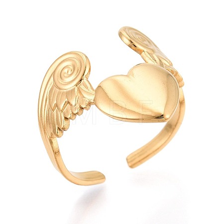 Adjustable Ion Plating(IP) 304 Stainless Steel Cuff Rings for Women RJEW-N052-04G-1