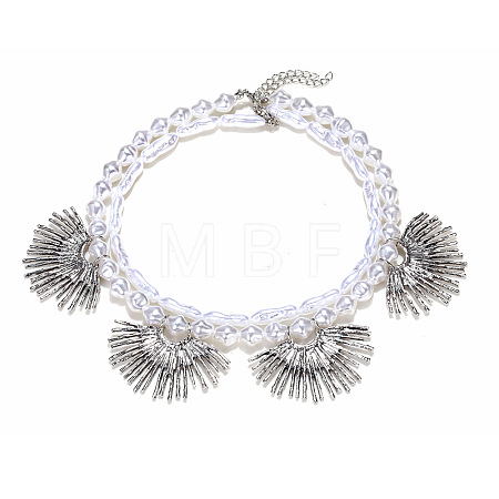 Alloy Sunflower Bib Necklaces WG7021D-01-1
