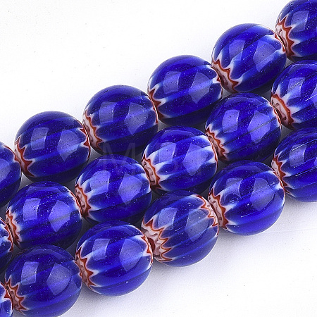 Handmade Millefiori Lampwork Chevron Beads Strands X-LAMP-S191-16-1