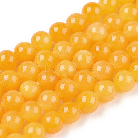 Natural Dyed Yellow Jade Gemstone Bead Strands X-G-R271-6mm-Y08-1