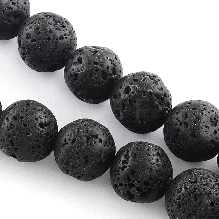 Natural Lava Rock Gemstone Round Bead Strands G-R285-6mm-06-1