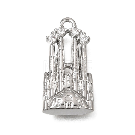 Brass Micro Pave Clear Cubic Zirconia Pendants KK-A302-11P-1