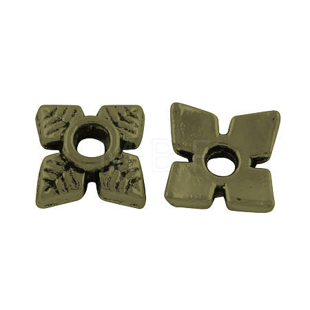 4-Petal Tibetan Style Alloy Bead Caps TIBEP-R304-119AB-FF-1