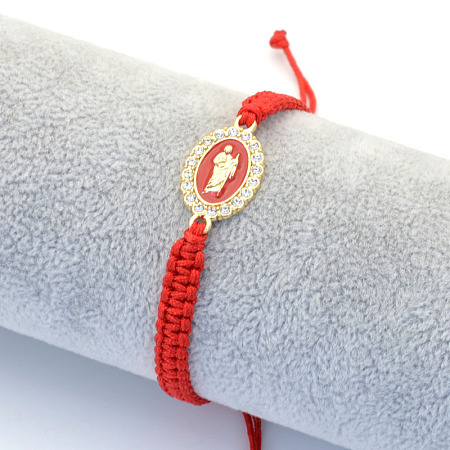 Religion Alloy Rhinestone and Enamel Link Bracelets FS-WG5574D-08-1