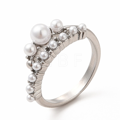 Plastic Imitation Pearl Cuff Ring RJEW-F142-04P-1