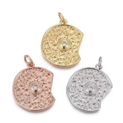 Hammered Brass Micro Pave Clear Cubic Zirconia Pendants KK-F821-19-1